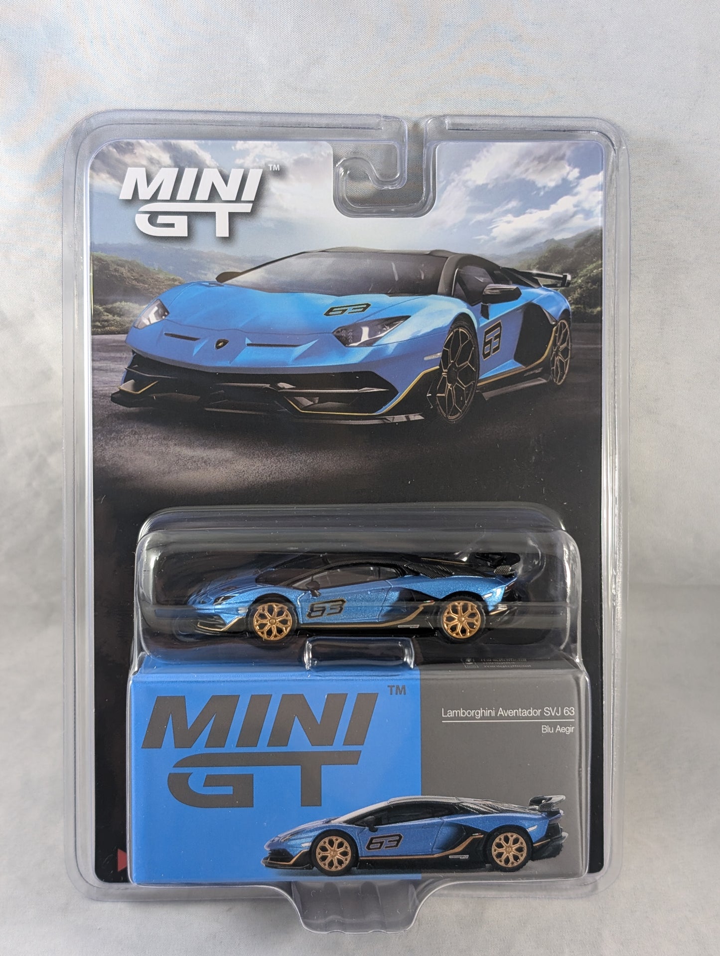 Mini GT Lamborghini Aventador SVJ 63 Blu Aegir