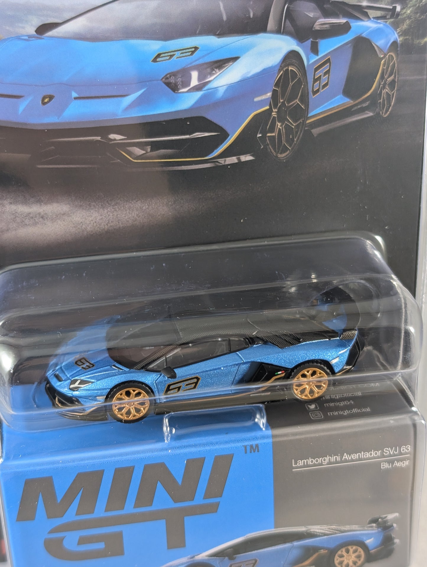 Mini GT Lamborghini Aventador SVJ 63 Blu Aegir