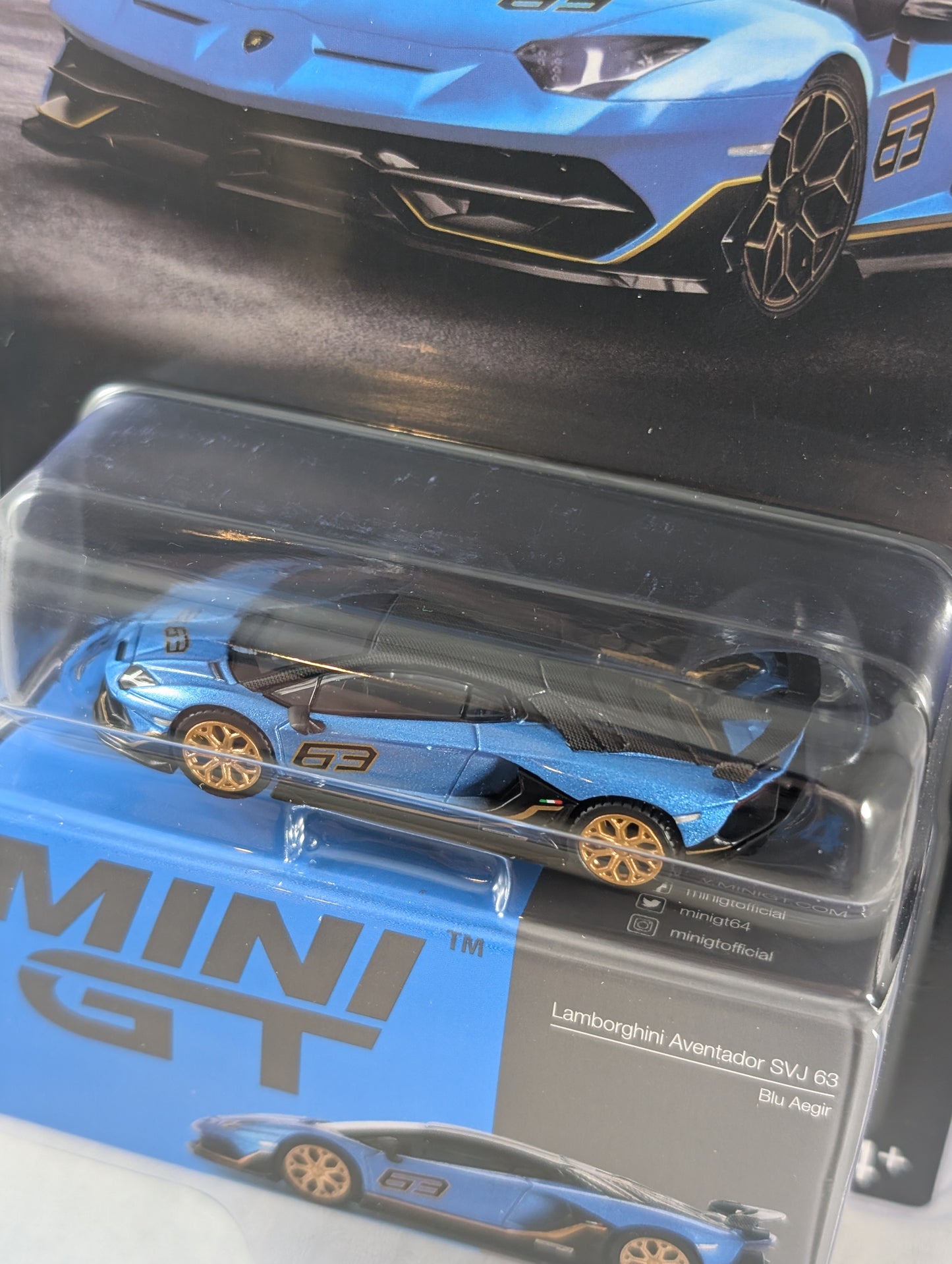 Mini GT Lamborghini Aventador SVJ 63 Blu Aegir