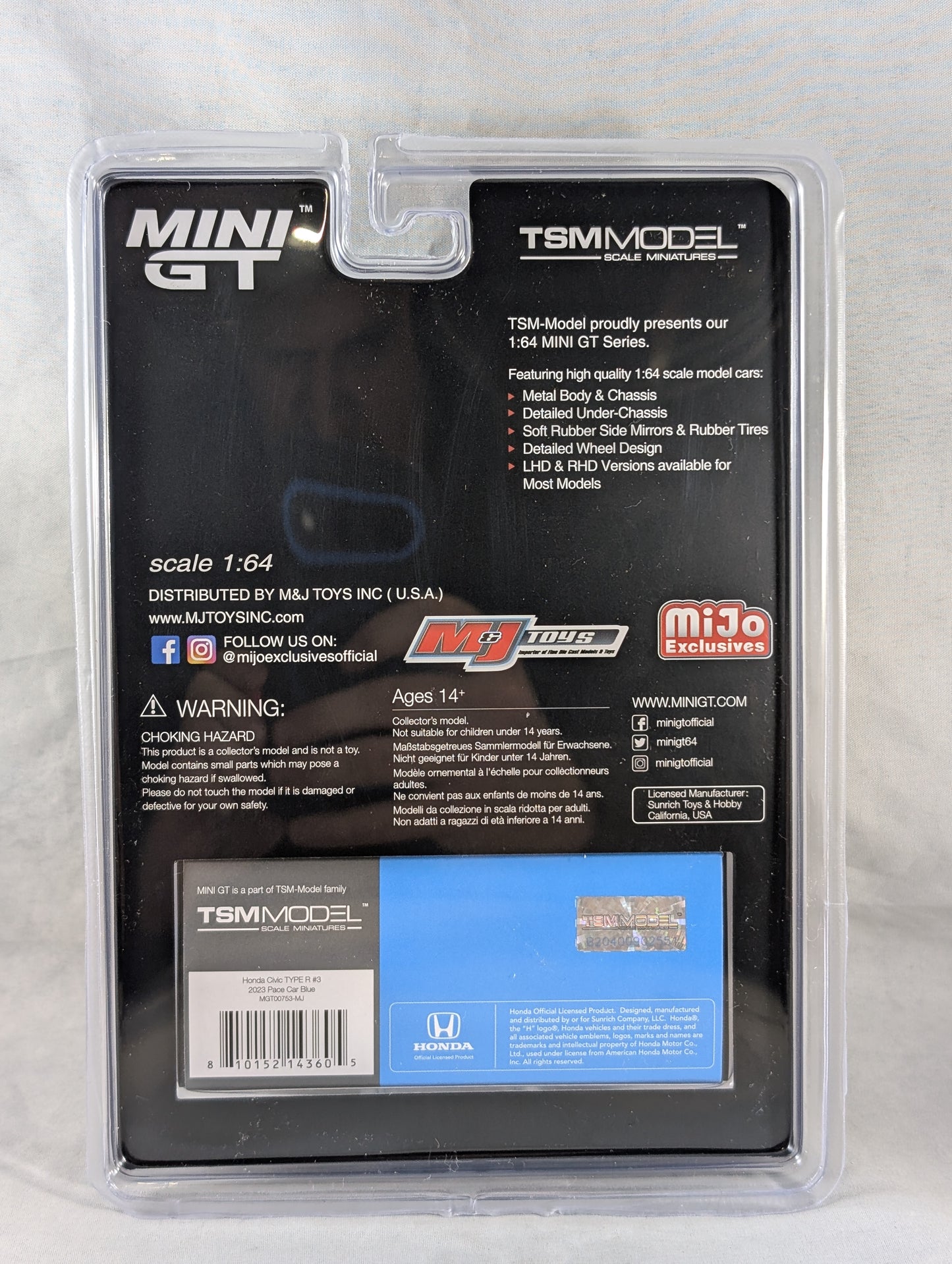 Mini GT Honda Civic Type R #3 2023 Pace Car Blue