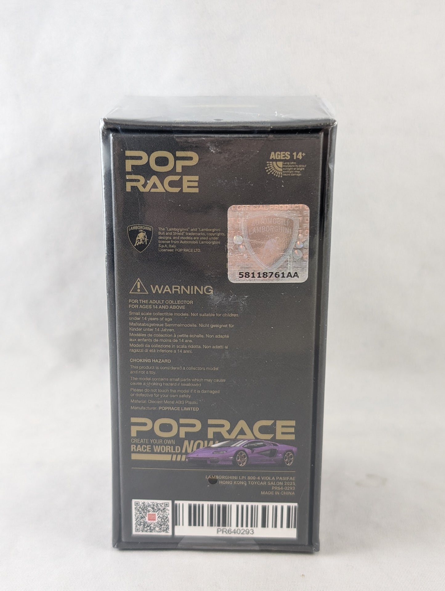 Pop Race Lamborghini Countach LPI 800-4 Special Edition in shimmery Viola Pasifae Hong Kong toy car salon 2025 Sealed
