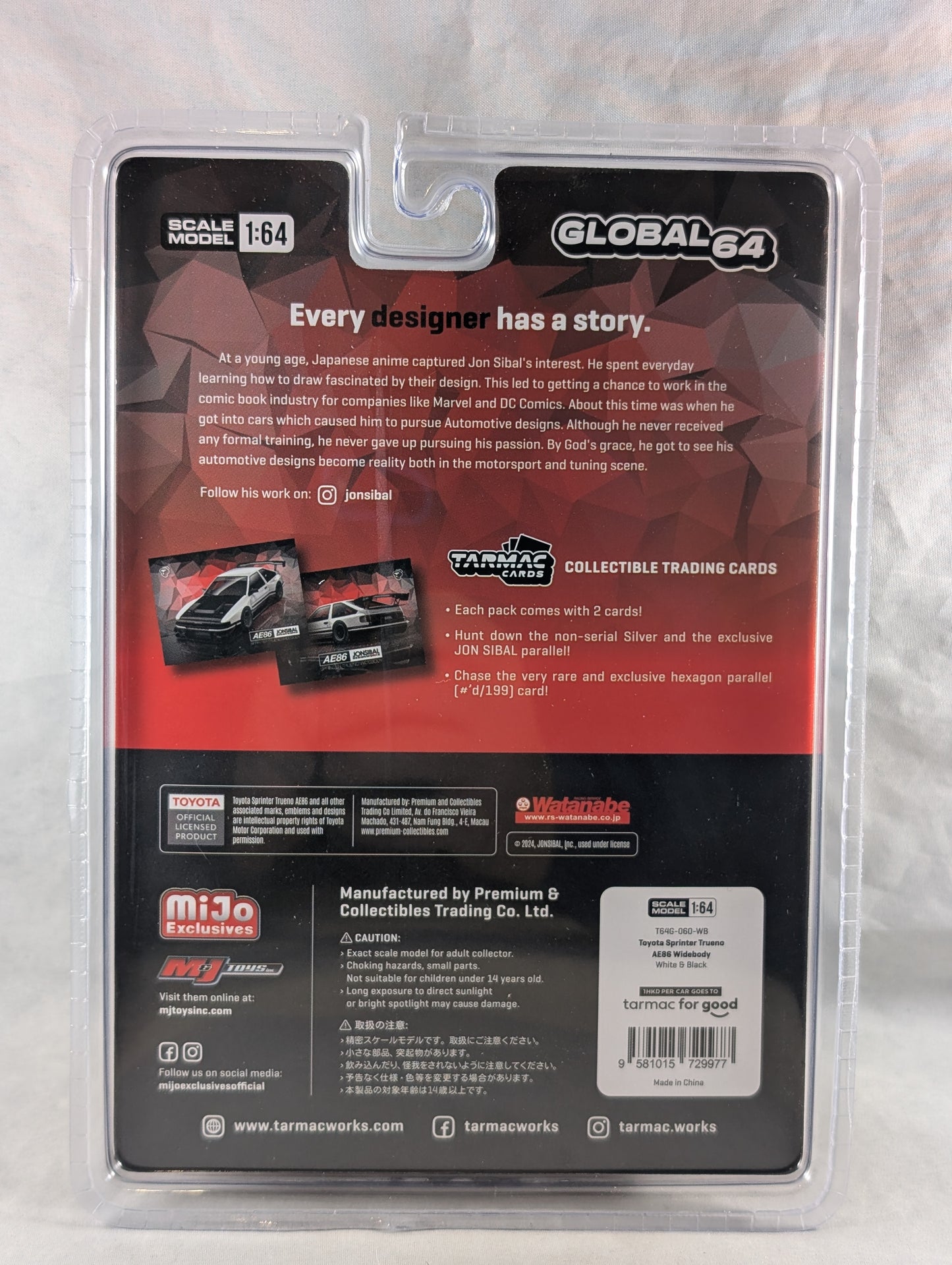 Tarmac Works Toyota Sprinter Trueno AE86 Widebody With Trading Cards Mijo Exclusives