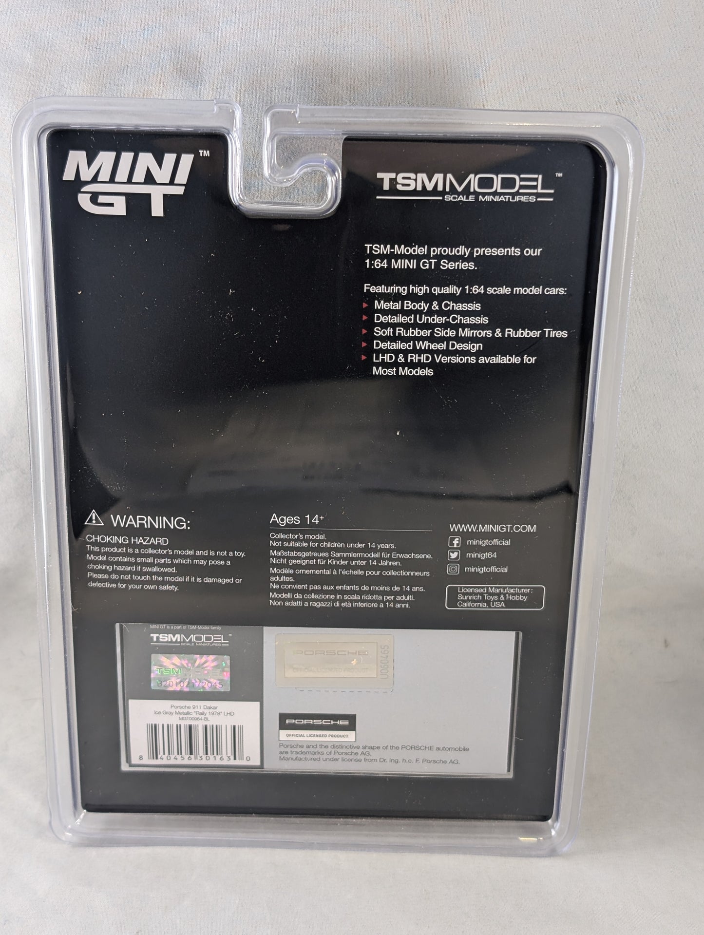 Mini GT Porsche 911 Dakar Ice Grey Metallic Rally 1974