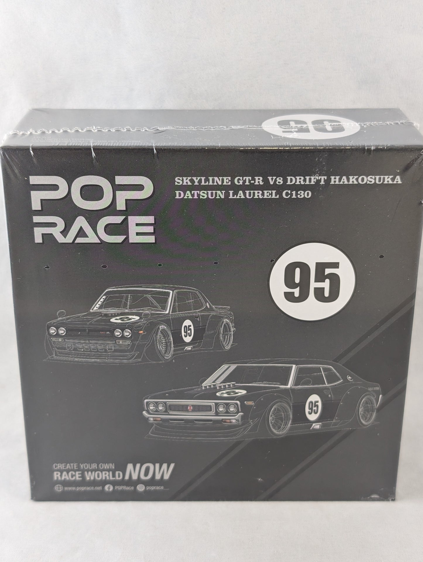 Pop Race Nissan Skyline GTR V8 drift hakasuka Datsun laurel C130 Hong Kong toy car salon 2025 Box set