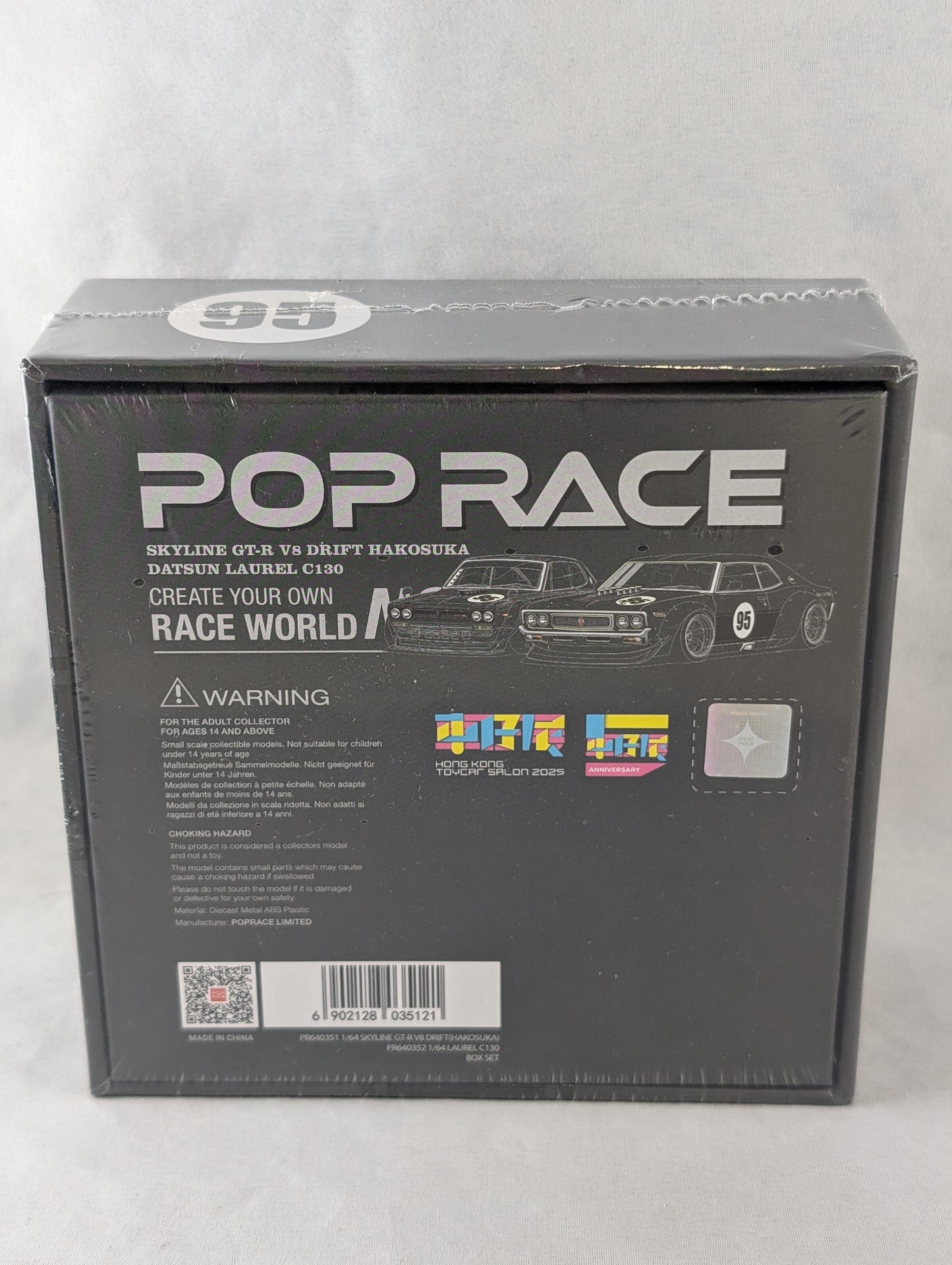 Pop Race Nissan Skyline GTR V8 drift hakasuka Datsun laurel C130 Hong Kong toy car salon 2025 Box set
