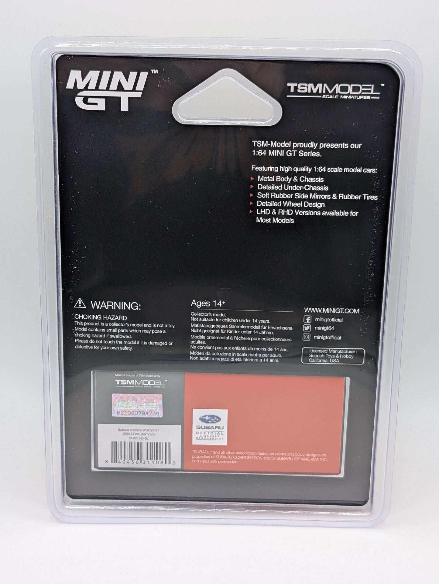 Mini GT Subaru Impreza WRC97 #1 1999 DRM Champion