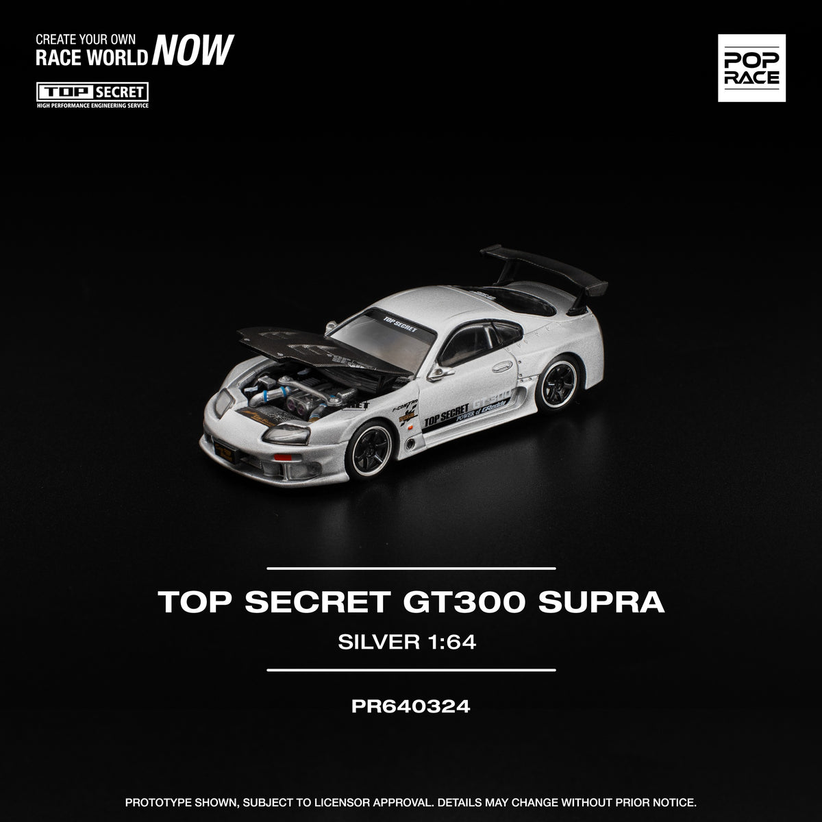 Pop Race 1/64 Top Secret Supra Silver