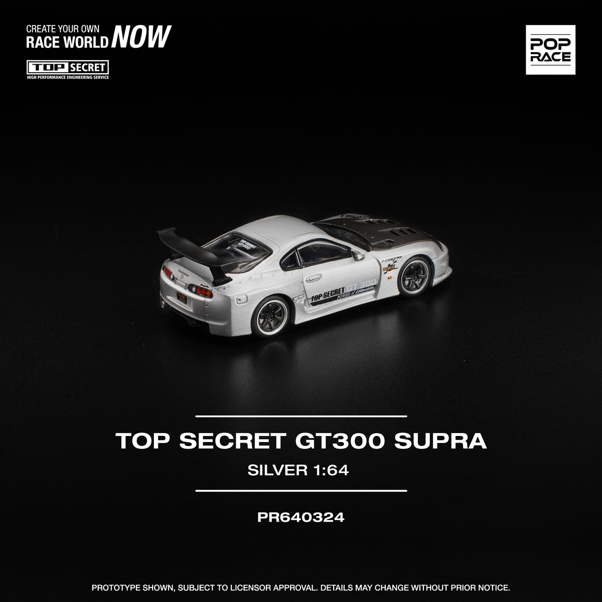 Pop Race 1/64 Top Secret Supra Silver