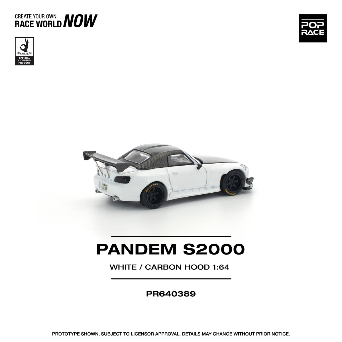 Pop Race 1/64 Pandem S2000 White/Carbon