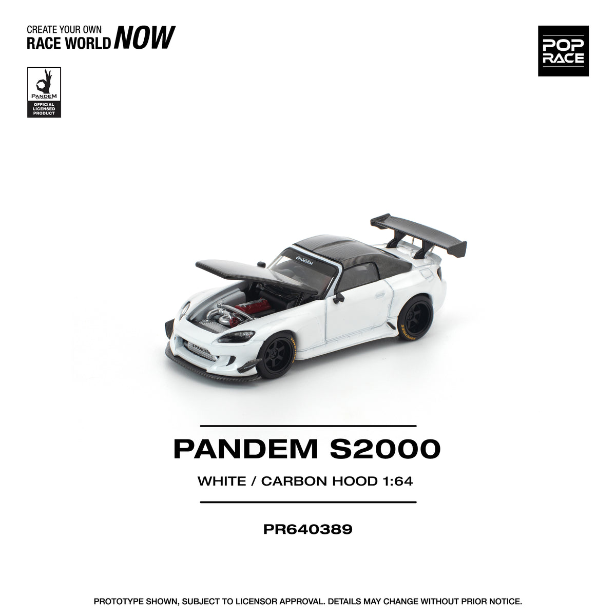 Pop Race 1/64 Pandem S2000 White/Carbon