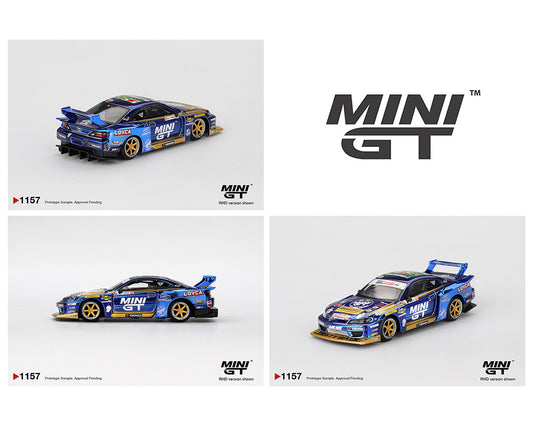 Mini GT Nissan LB-Super Silhouette S15 SILVIA #555 Team MINI GT Liberty Walk 2025 Formula Drift – Chrome Blue