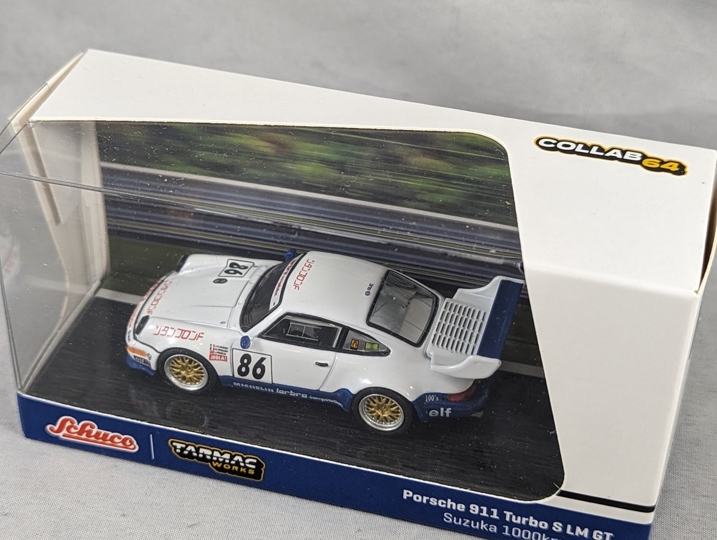 Tarmac Works Schuco Porsche 911 Turbo S LM GT Suzuka 1000km 1994 #86