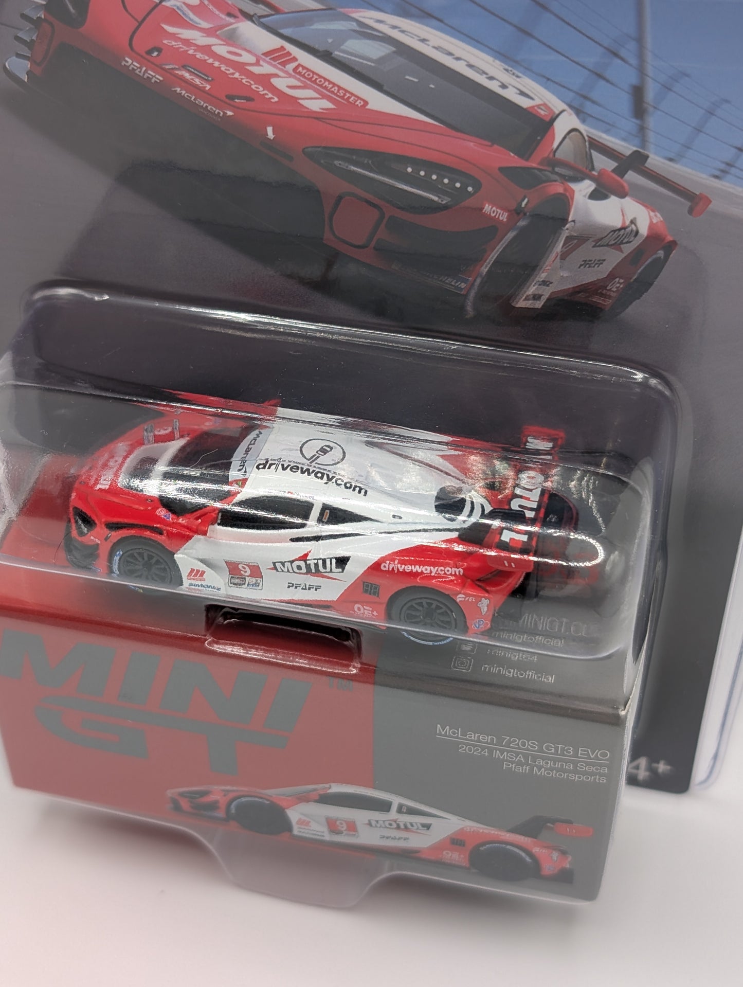 Mini GT McLaren 720S GT3 EVO 2024 IMSA Laguna Seca Pfaff Motorsports