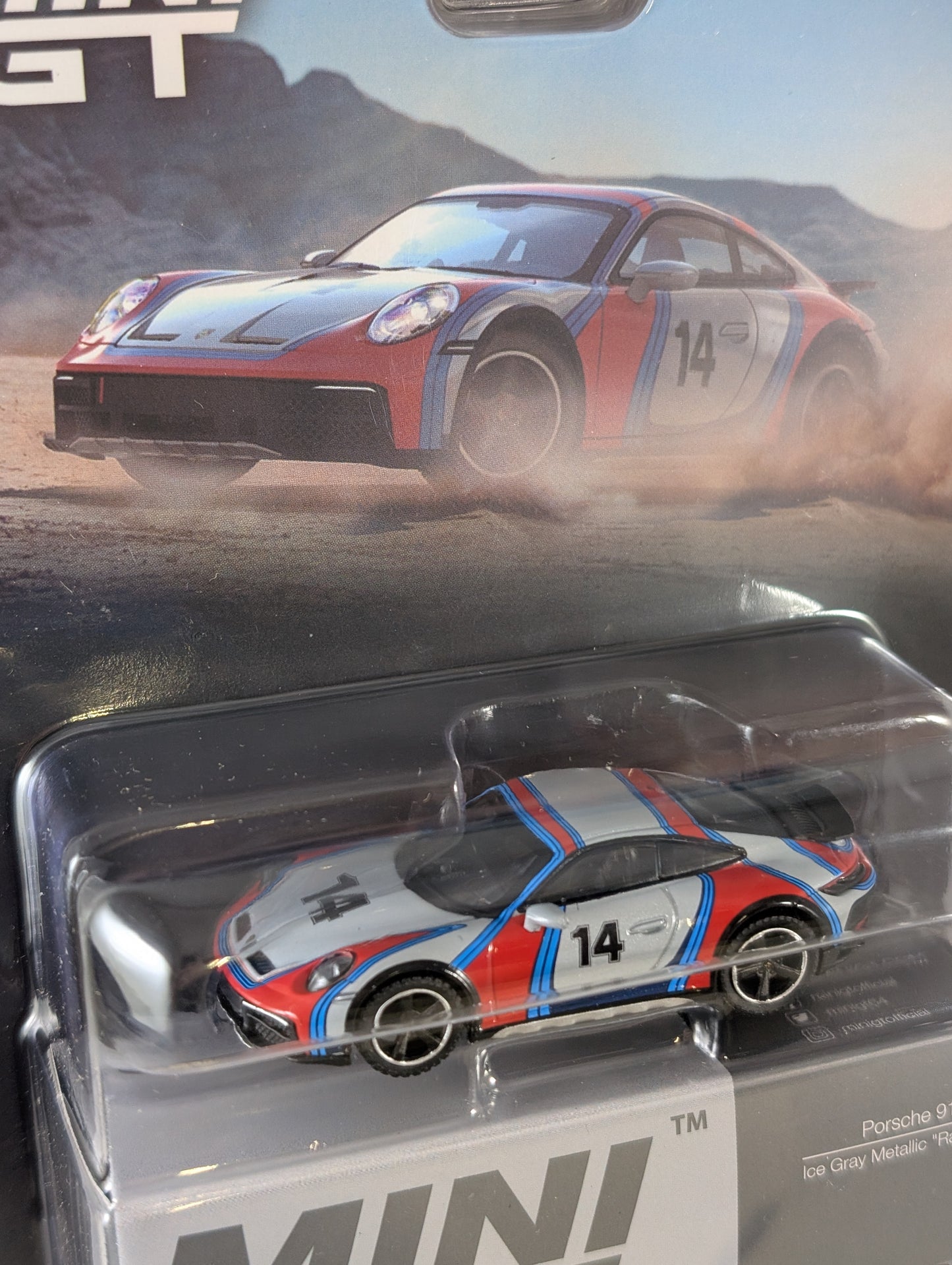 Mini GT Porsche 911 Dakar Ice Grey Metallic Rally 1974