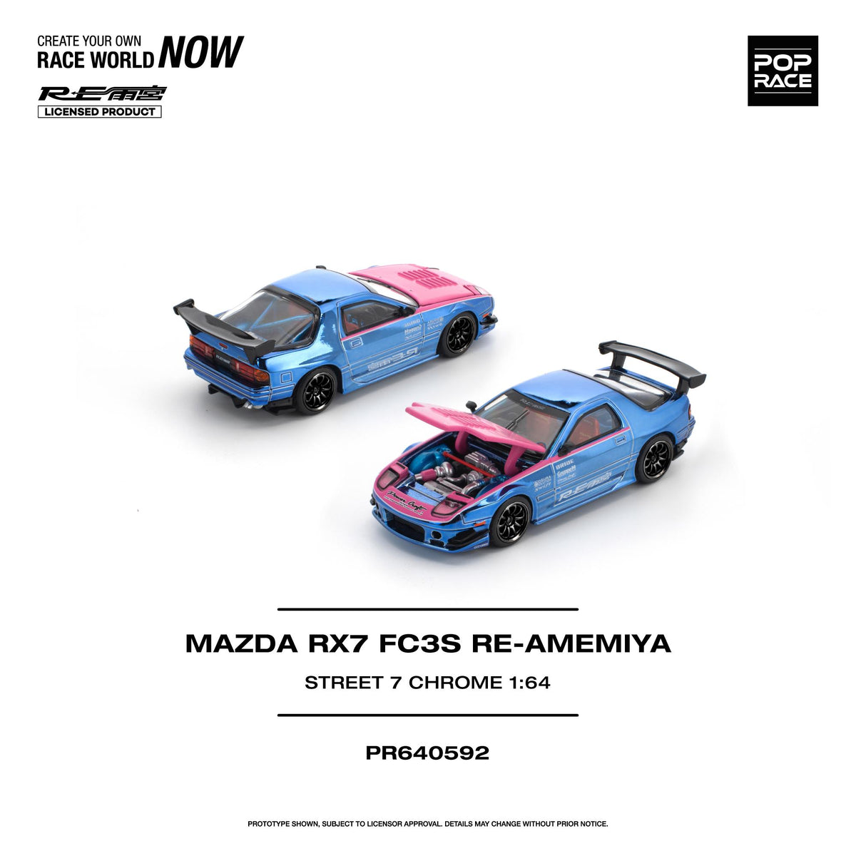 Pop Race 1/64 Mazda RX7 FC3S RE Amemiya Street 7 Chrome