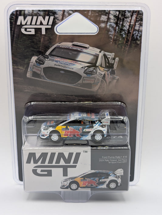 Mini GT Ford Puma Rally1 #16 2024 Rally Finland 3rd place M-Sport Ford WRT Red Bull