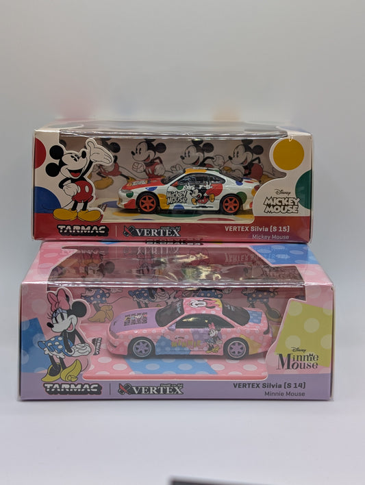Tarmac 1/64 Disney Mickie and  Minnie Mouse Vertex Silvia S14/S15 Pair