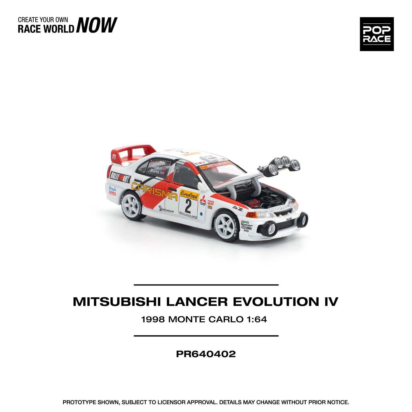 Pop Race 1/64 Mitsubishi Lancer Evolution IV 1998 Monte Carlo
