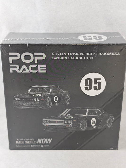 Pop Race Nissan Skyline GTR V8 drift hakasuka Datsun laurel C130 Hong Kong toy car salon 2025 Box set