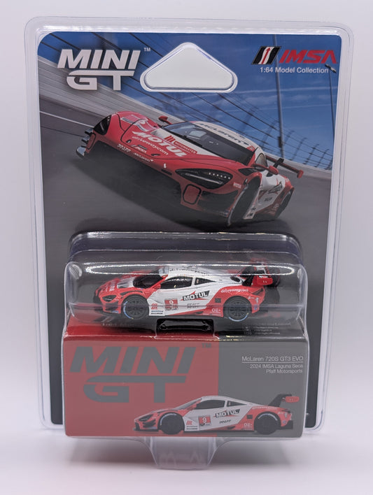 Mini GT McLaren 720S GT3 EVO 2024 IMSA Laguna Seca Pfaff Motorsports
