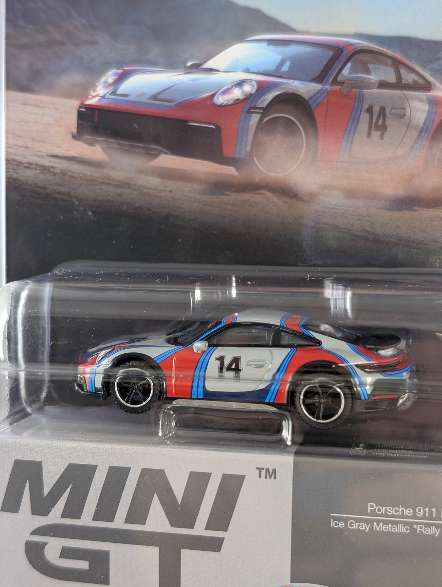 Mini GT Porsche 911 Dakar Ice Grey Metallic Rally 1974
