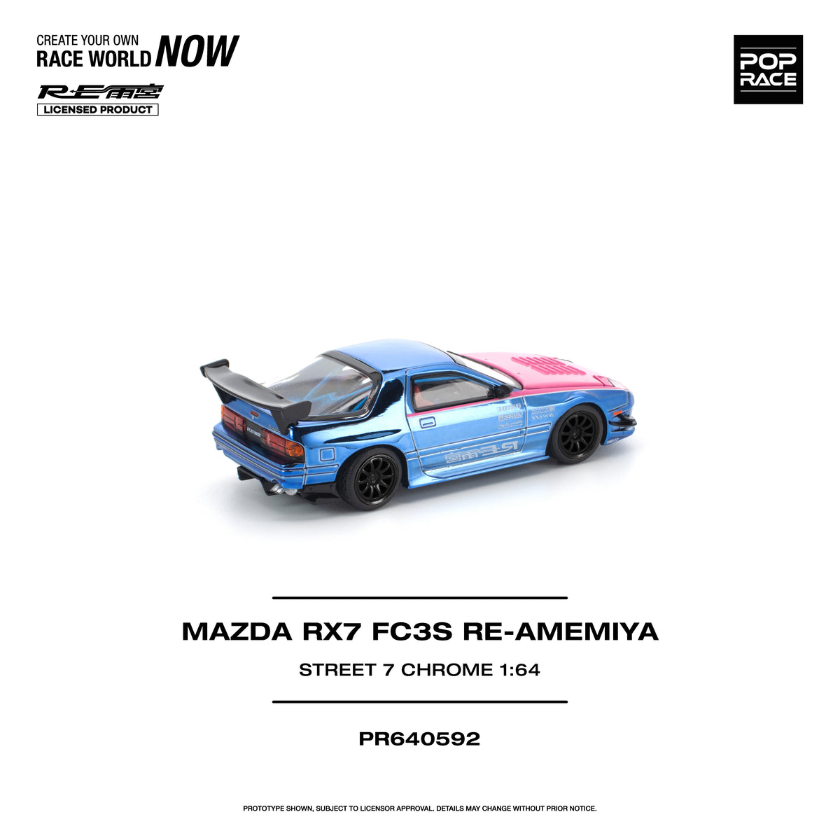 Pop Race 1/64 Mazda RX7 FC3S RE Amemiya Street 7 Chrome