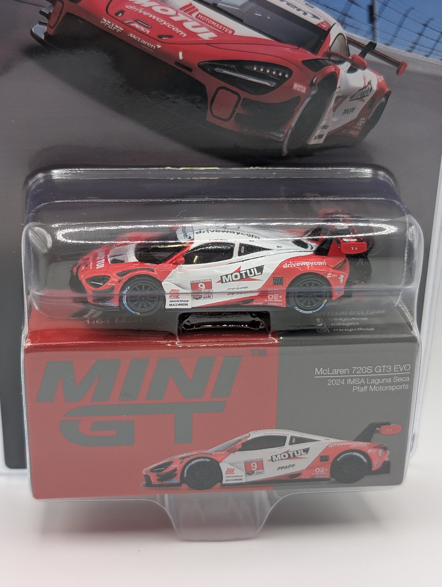 Mini GT McLaren 720S GT3 EVO 2024 IMSA Laguna Seca Pfaff Motorsports