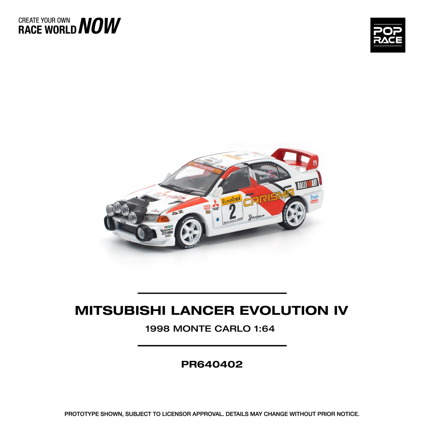 Pop Race 1/64 Mitsubishi Lancer Evolution IV 1998 Monte Carlo