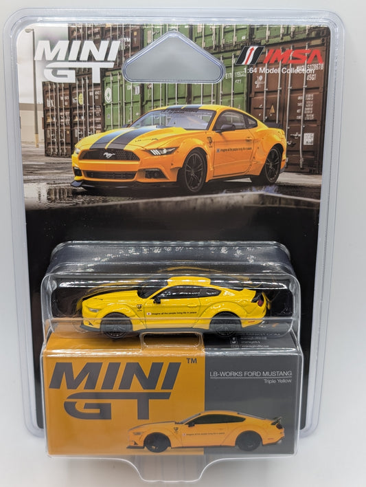 Mini GT Ford Mustang Liberty Walk Triple Yellow