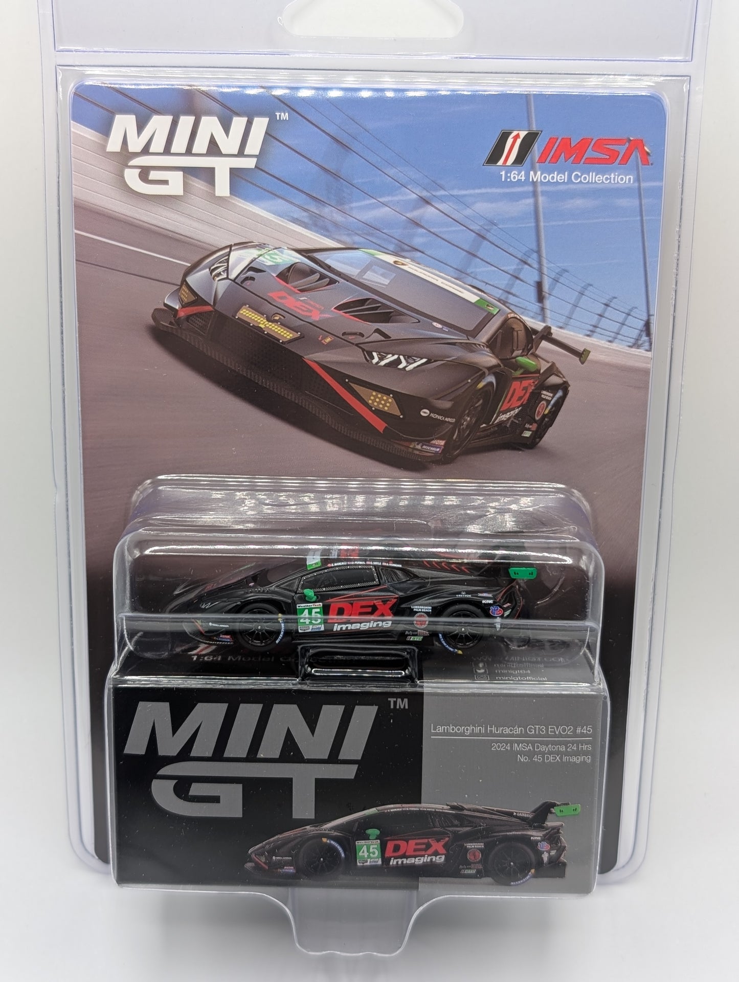 Mini GT Lamborghini Huracan GT3 EVO2 #45 DEX imaging 2024 IMSA Daytona
