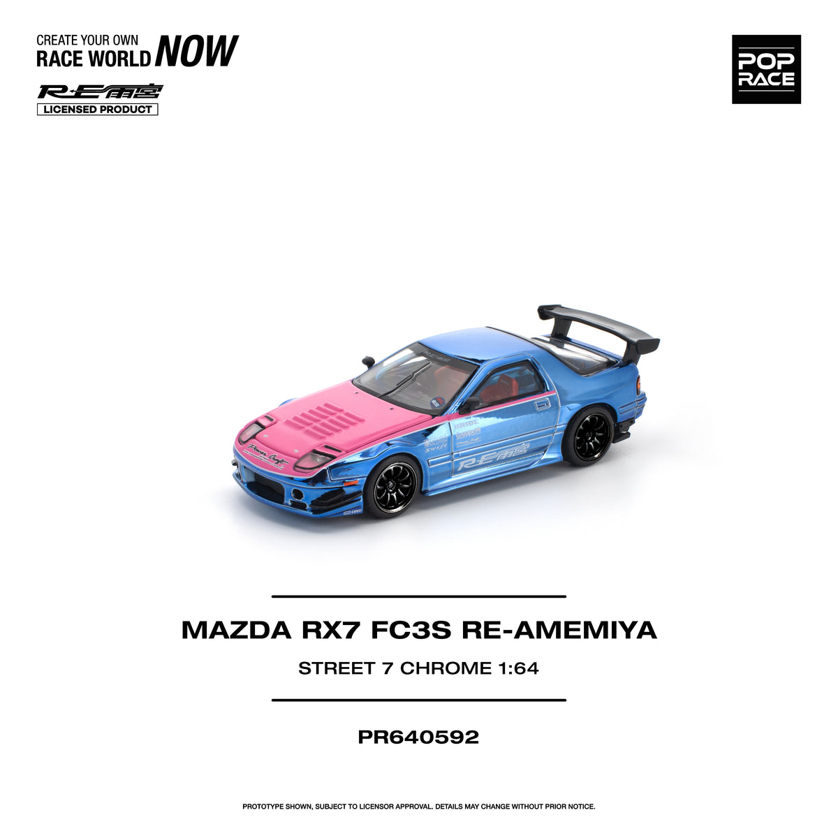 Pop Race 1/64 Mazda RX7 FC3S RE Amemiya Street 7 Chrome
