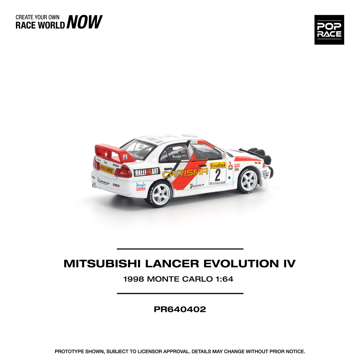 Pop Race 1/64 Mitsubishi Lancer Evolution IV 1998 Monte Carlo